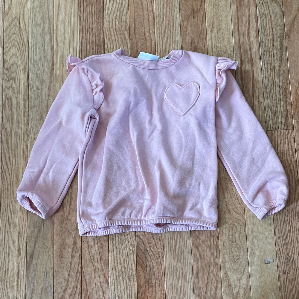 The Children's Place Sweatshirt Girls 4T Pink Ruffle Heart Fleece Pullover